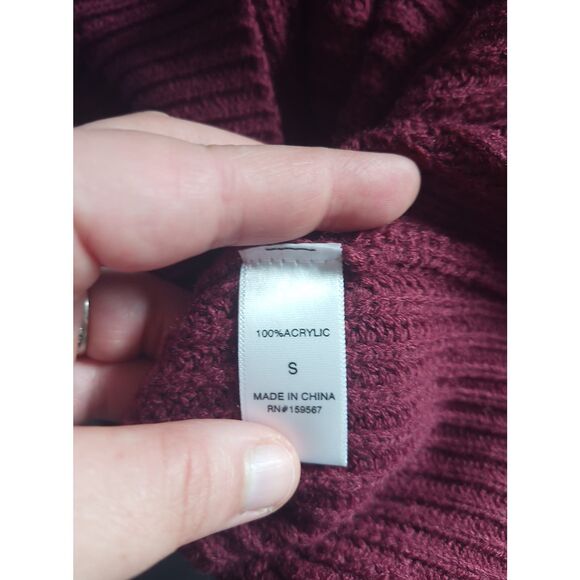 Sweet N Sinful Maroon Ripped Cut Up Looking Sweater Size Small - Picture 6 of 6